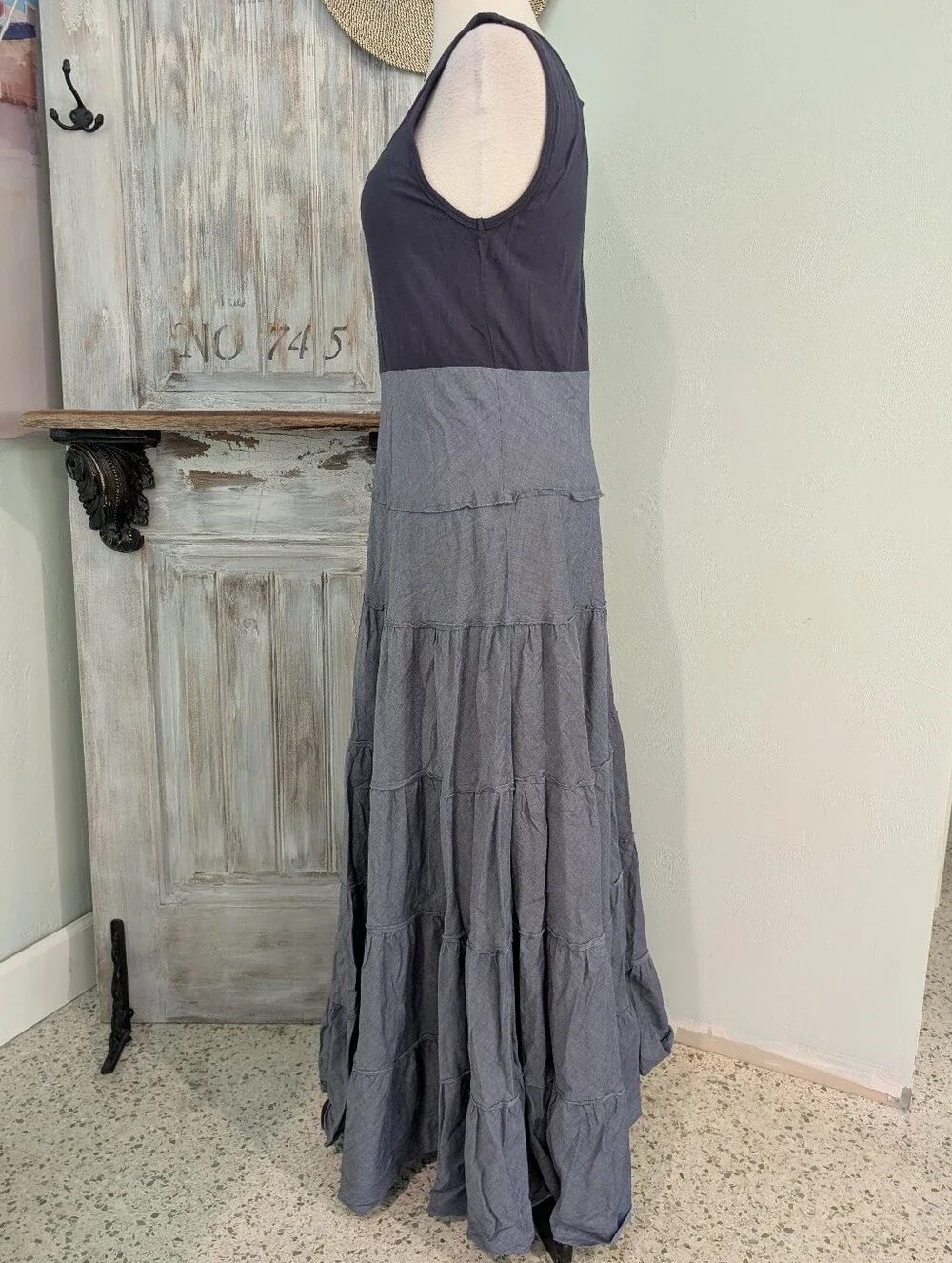 Chelsea & Theodore Two-Tone Blue Maxi Dress - Picture 2 of 6